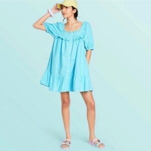 Stoney Clover Lane x Target‎ Dress Womens Medium Blue Linen
